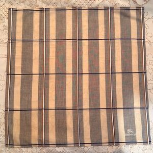 Burberry Tan and Blue Striped Handkerchief